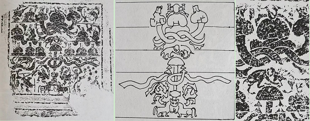 3-1一头双身猴和西王母画像石.png