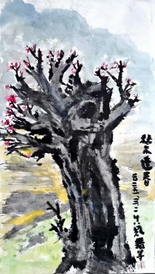 断肠红丨图与诗不能一一对应，奈何奈何？（賈真耀先生九幅扇面九宮格題畫詩第八輯）